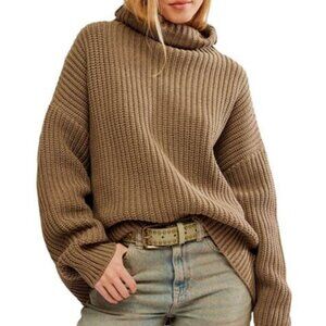 Free People 'Swim Too Deep' turtleneck sweater size M in Olive Stone